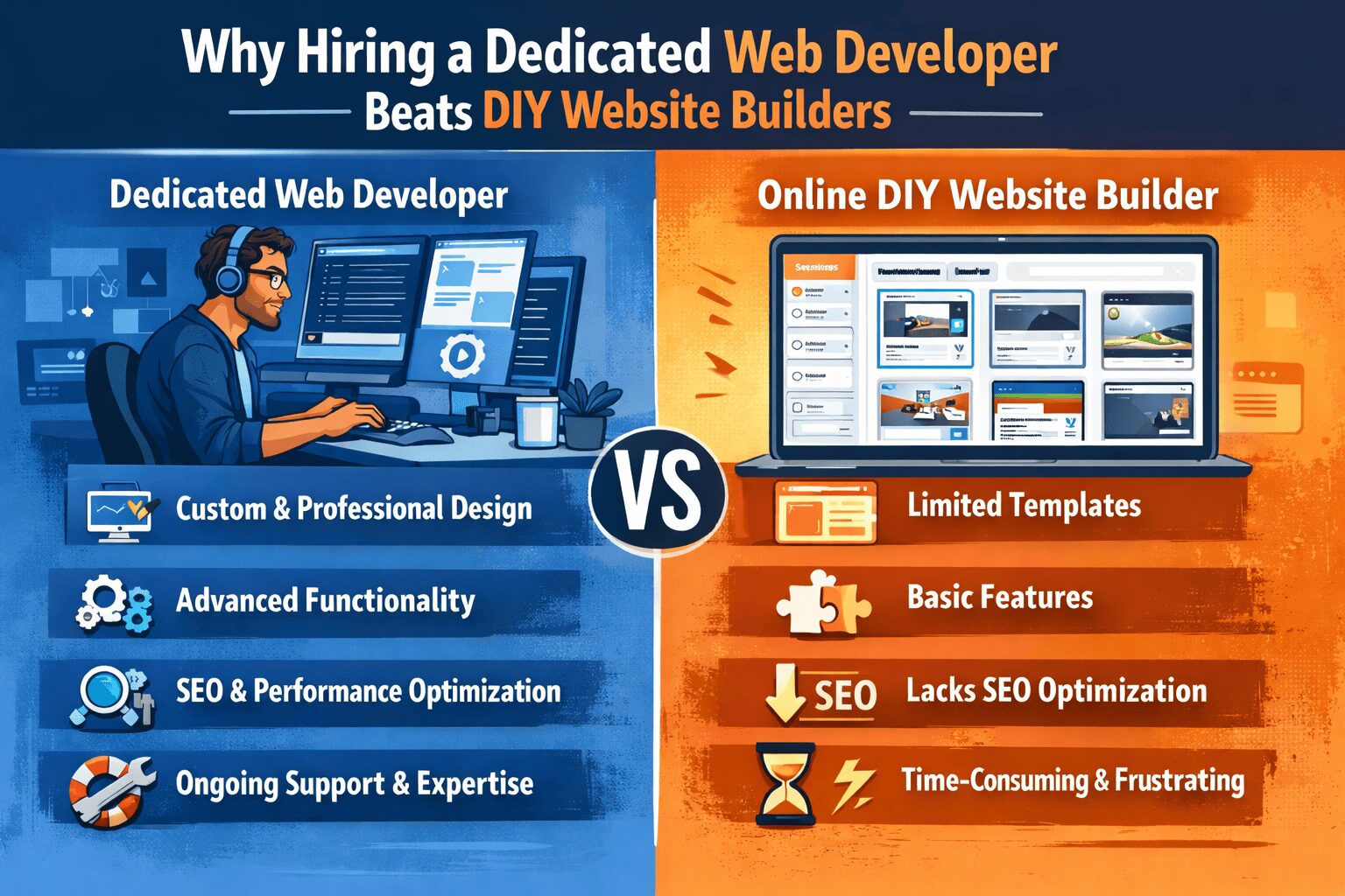 Why Hiring a Dedicated Web Developer Beats DIY Website Builders